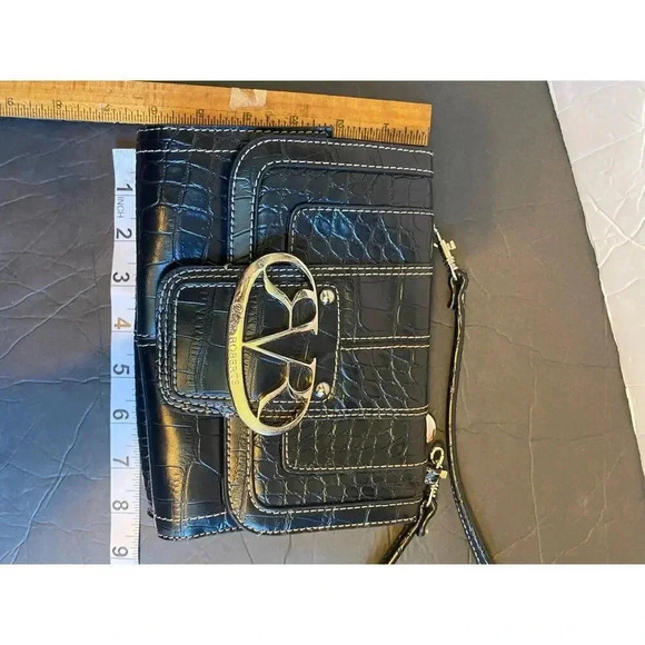 90s Y2K Faux Leather Crocodile Print Victoria Roberts Quality Crossbody Purse - Picture 2 of 7